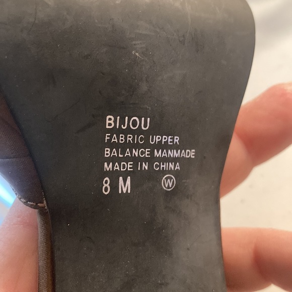 90s “Bijou” Mudd Brown Fabric Uppers Heels Sz 8 M - Picture 6 of 10